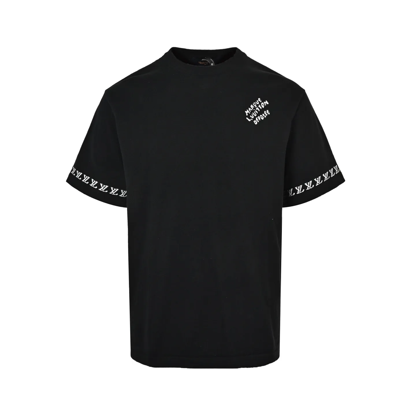 Louis Vuitton Louis Vuitton jacquard knitted short sleeves with logo on cuffs and small letters